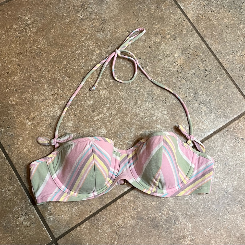 Victoria's Secret Pastel Pink Green Yellow Striped Bikini Top